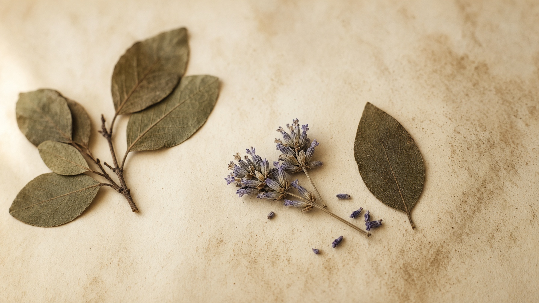 Pressed lavender on cream paper